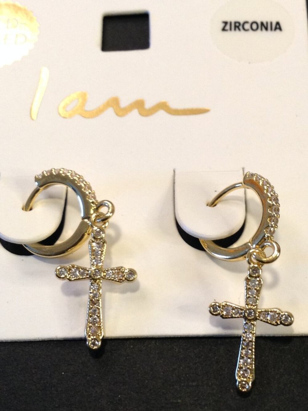 NWT Gold Plated Dangle Hoop Crosses & set of 3 gold toned Bangles Boho Hippie